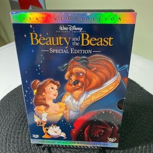 Disney Beauty and the Beast 2-Disc DVD Set with Red Rose Art